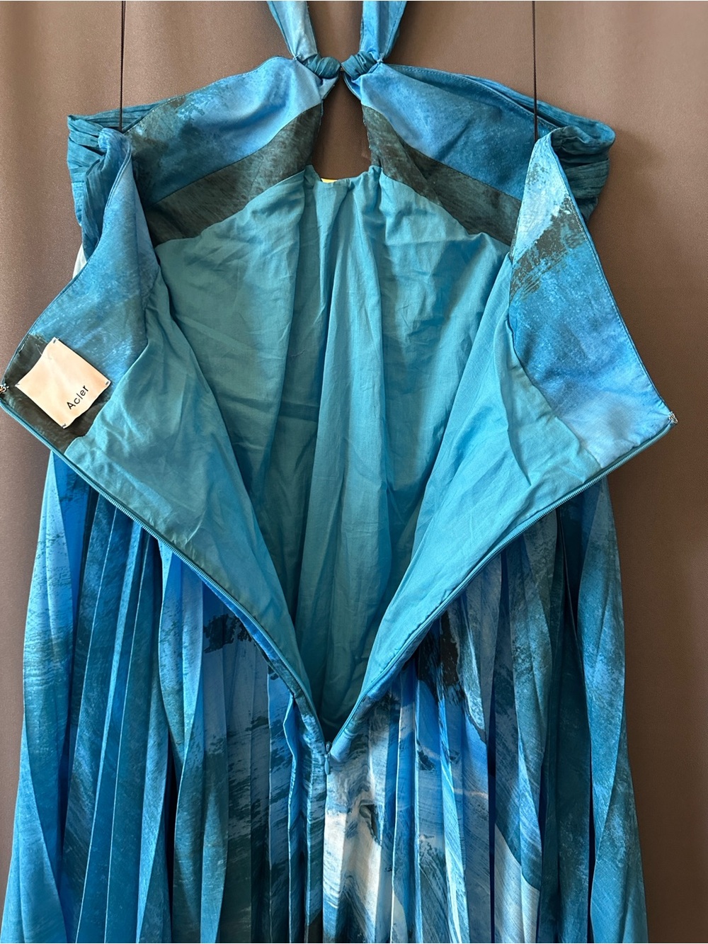 Acler Blue Teal Pleated Halter Maxi Dress - Picture 10 of 13